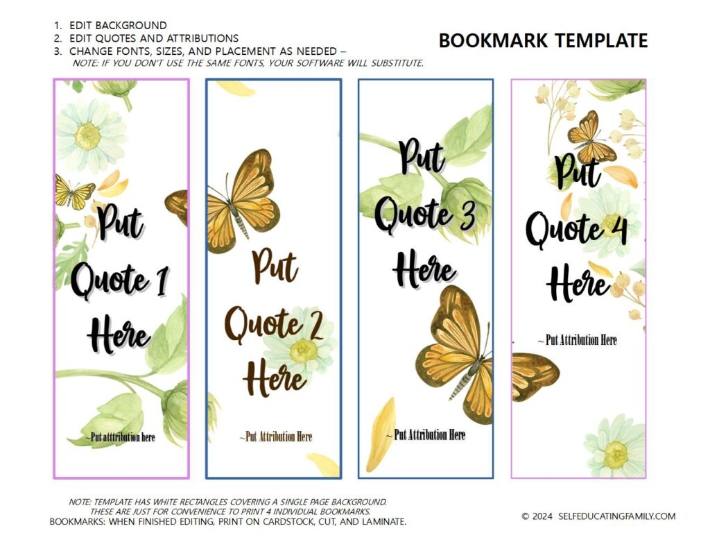 Printable Bookmark Design