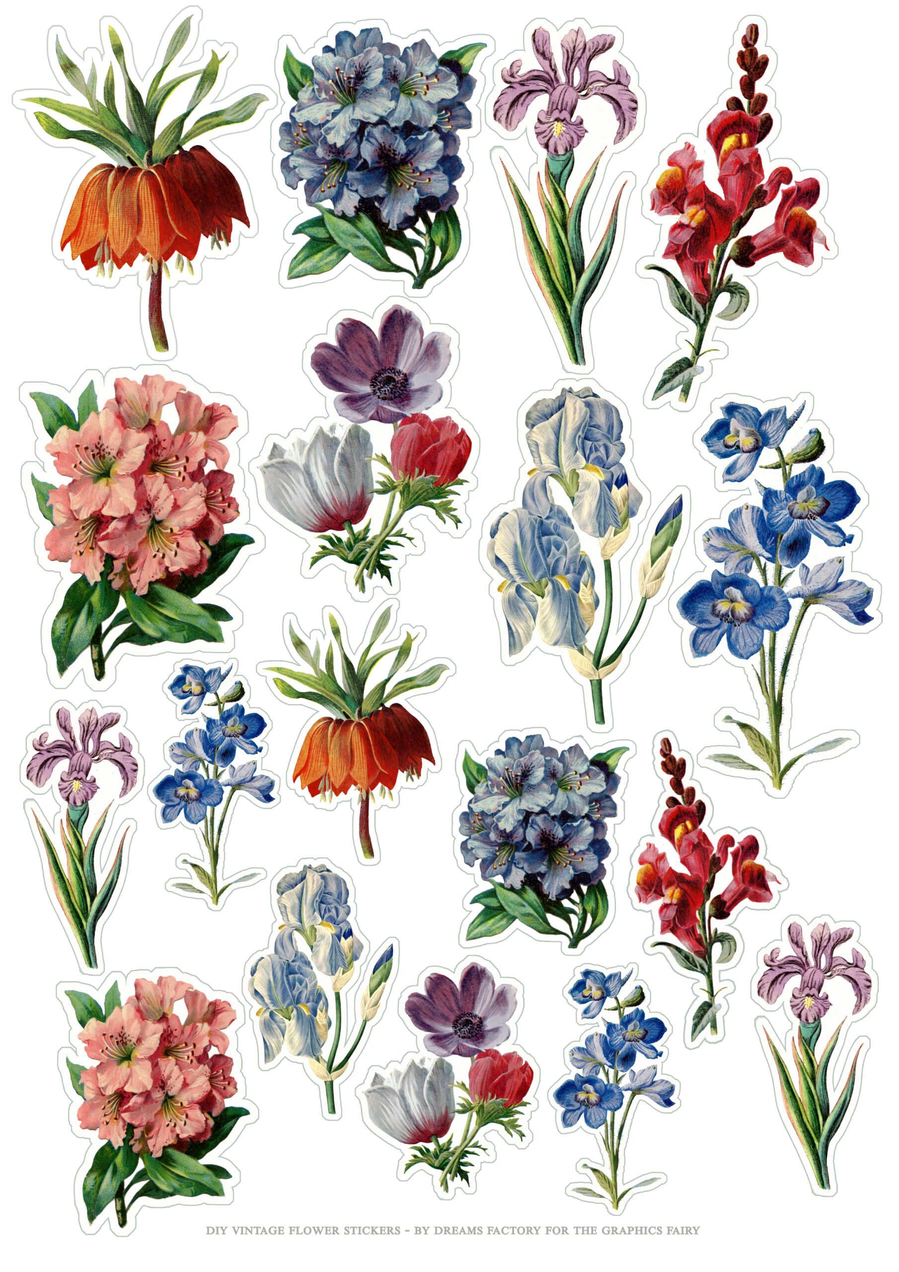 diy vintage flower stickers the graphics fairy