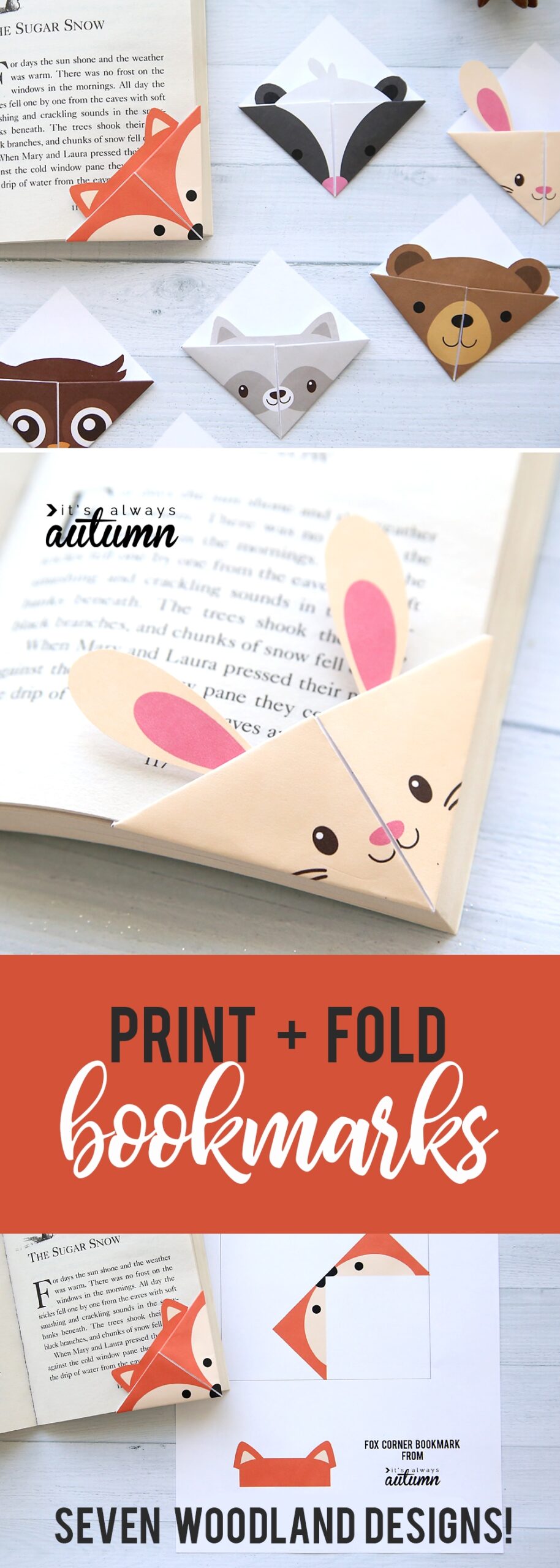 DIY Woodland Animals Origami Bookmarks print Fold It s 