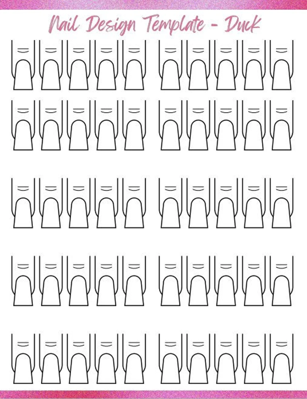 Duck Nail Art Template Acrylic amp Gel Nail Design PDF Download 