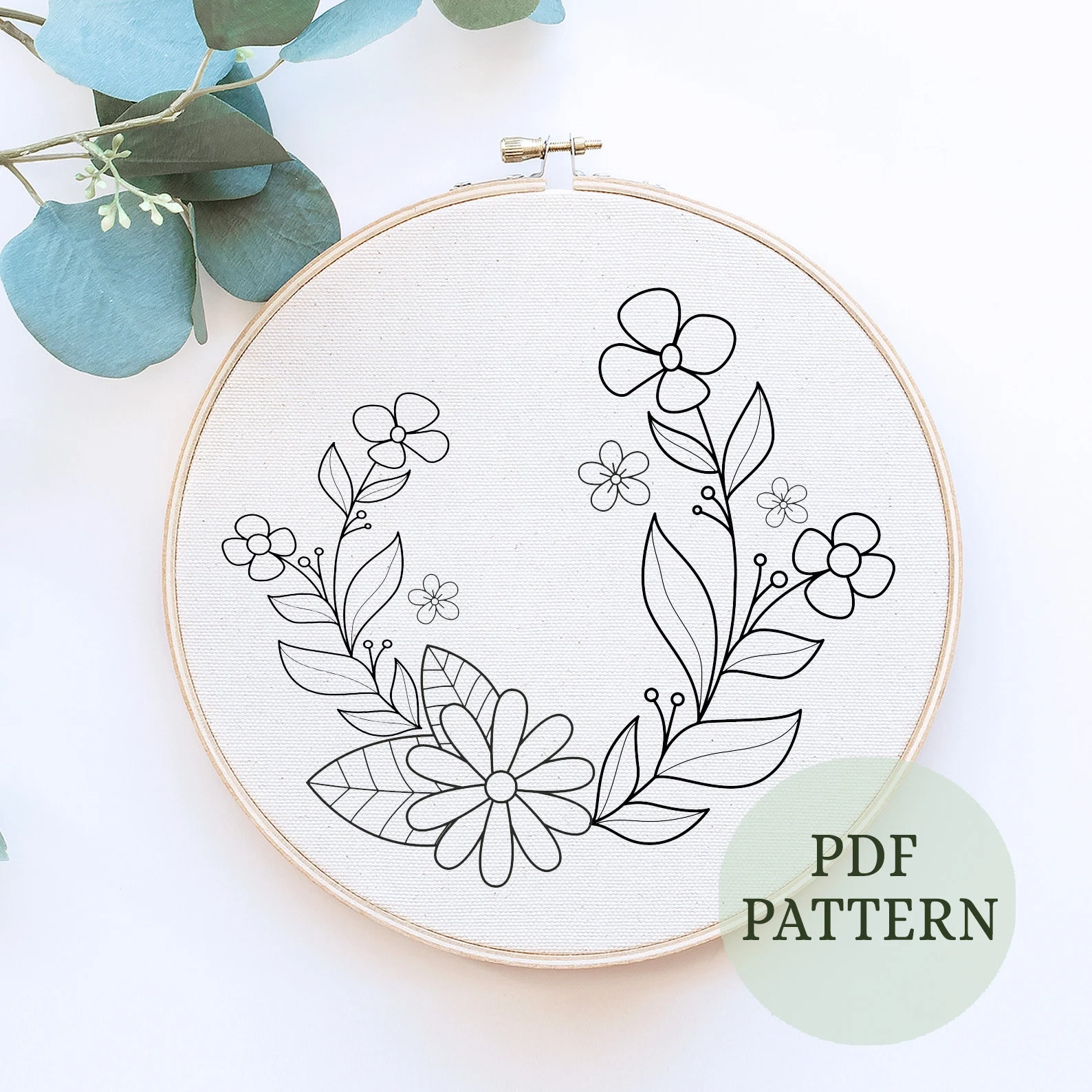 Earthy Floral Embroidery Pattern Beginner Embroidery PDF 