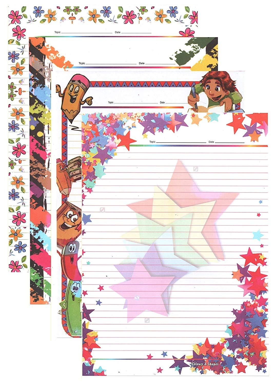 Eclet A4 Designer Sheets For Project Design Print Sheets 100 Papers For Projects One Side Ruled Multipurpose Designer Colored Art amp Craft Sheets 