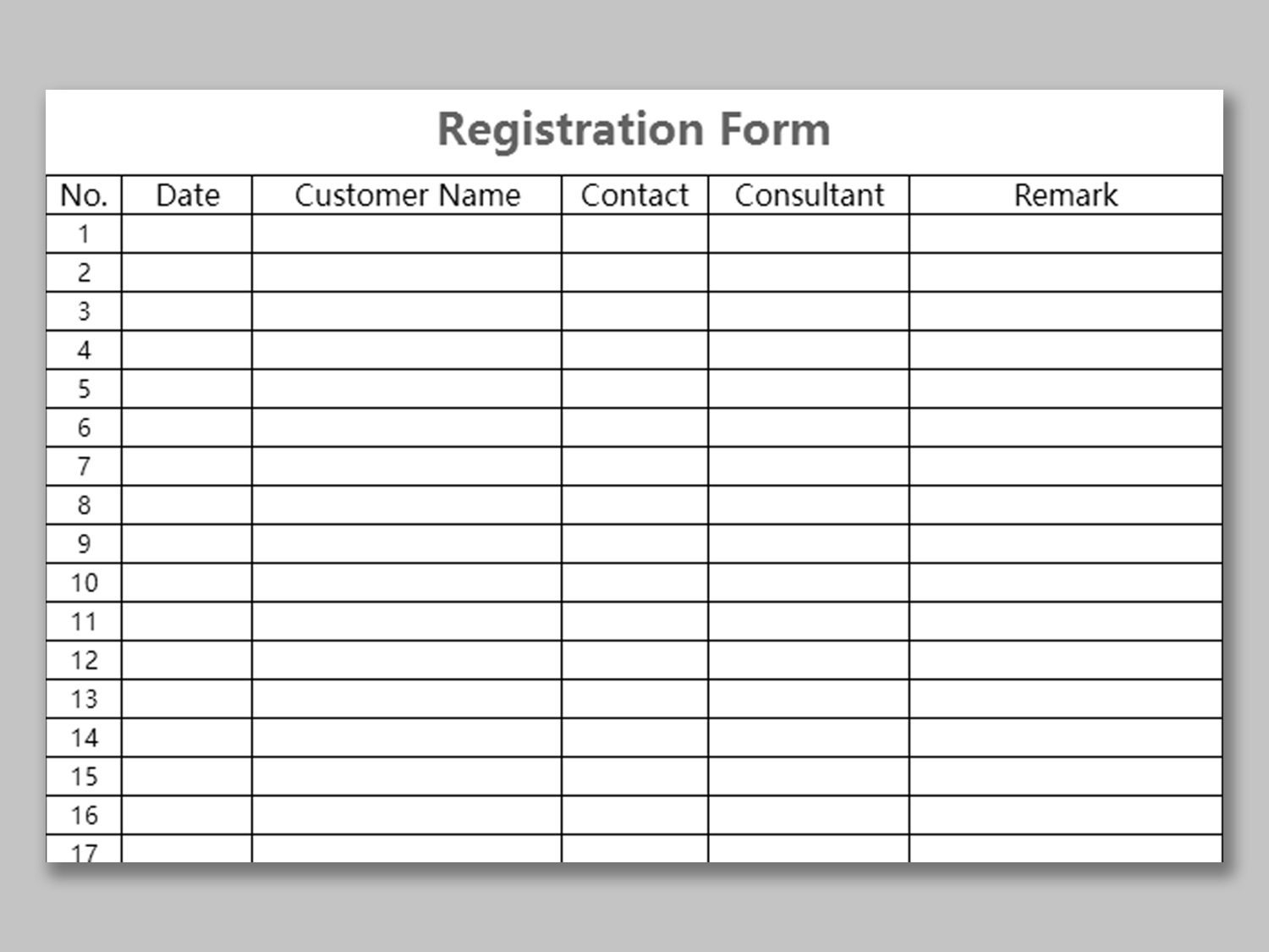 Free Printable Registration Form Templates