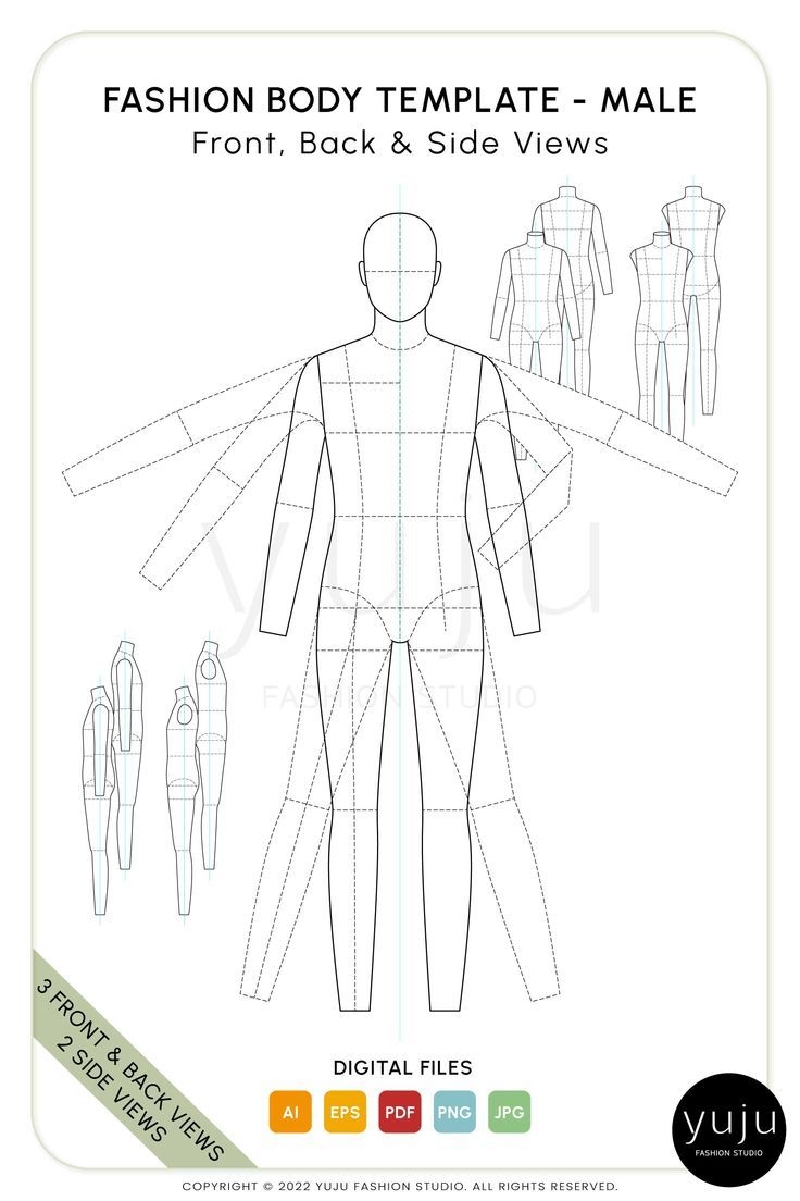 Fashion Flats Body Template MALE Fashion Figure Template Flat 