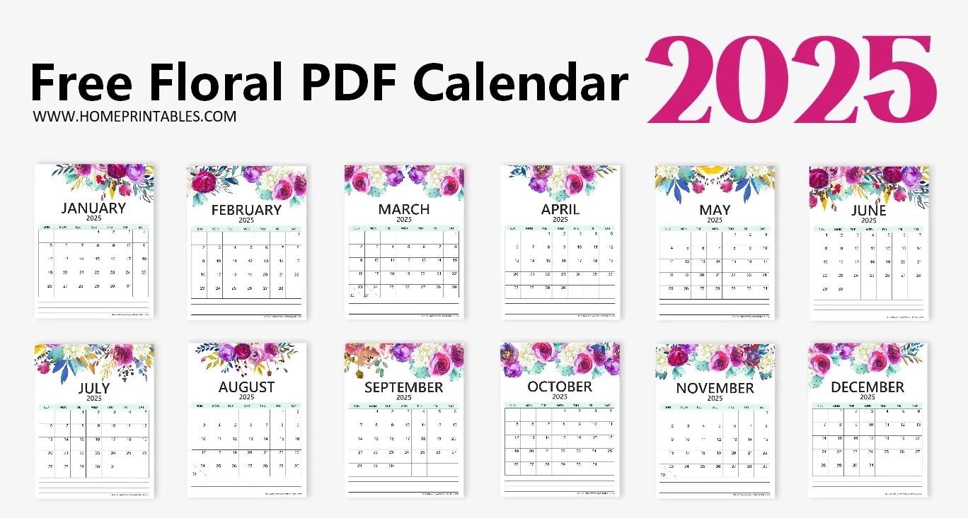 Floral 2025 Calendar Printable PDF A Beautiful Design 
