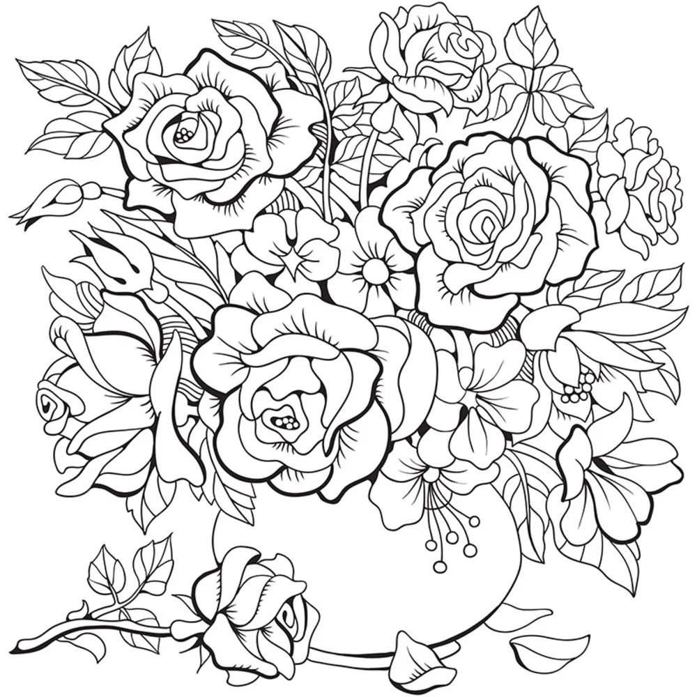 Floral Coloring Pages 44 Printable Flower Designs digital File 