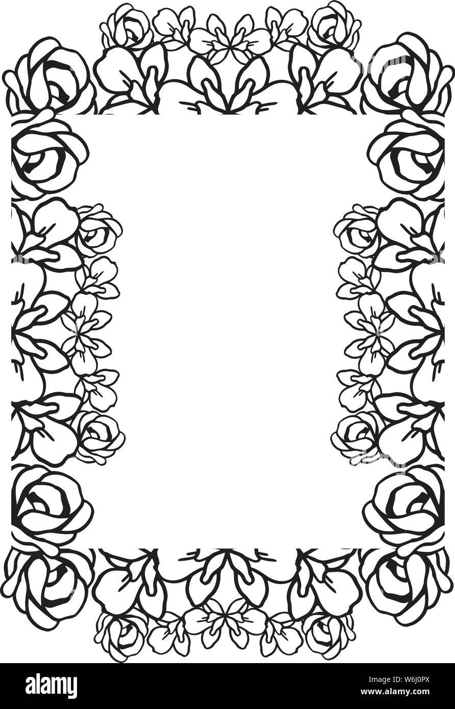 Flower Border Frame Template With Decorated Corner For Design 