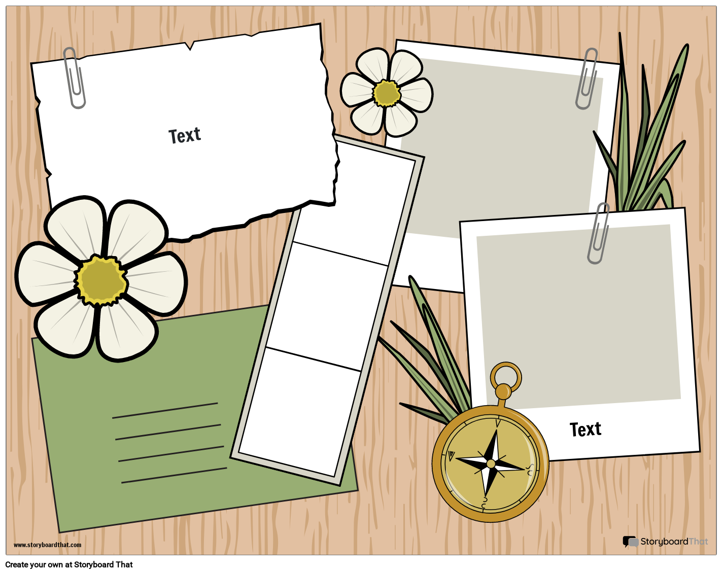 Flowers And Compass Themed Scrapbook Project Template