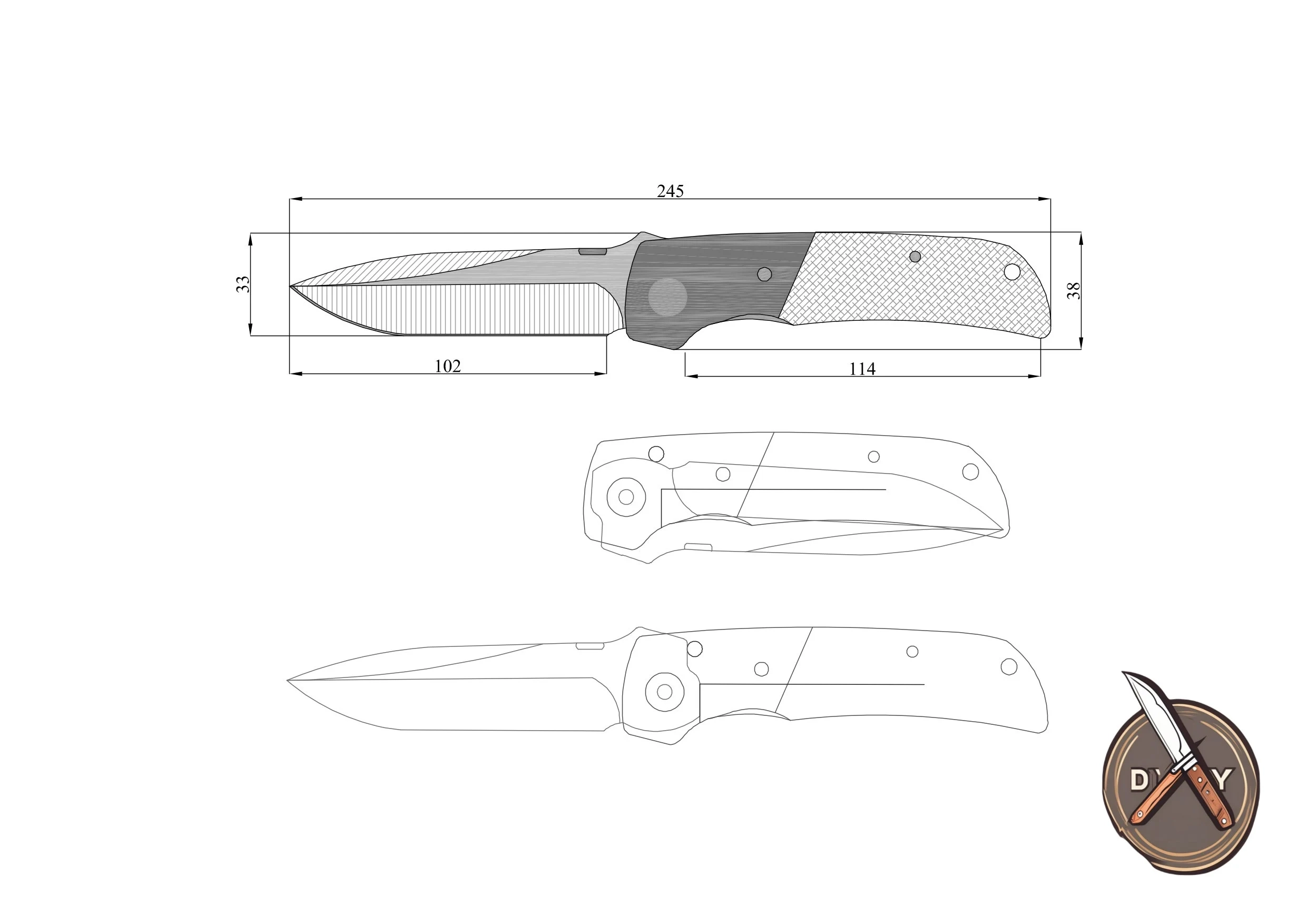 Frame Lock Knife Template Etsy