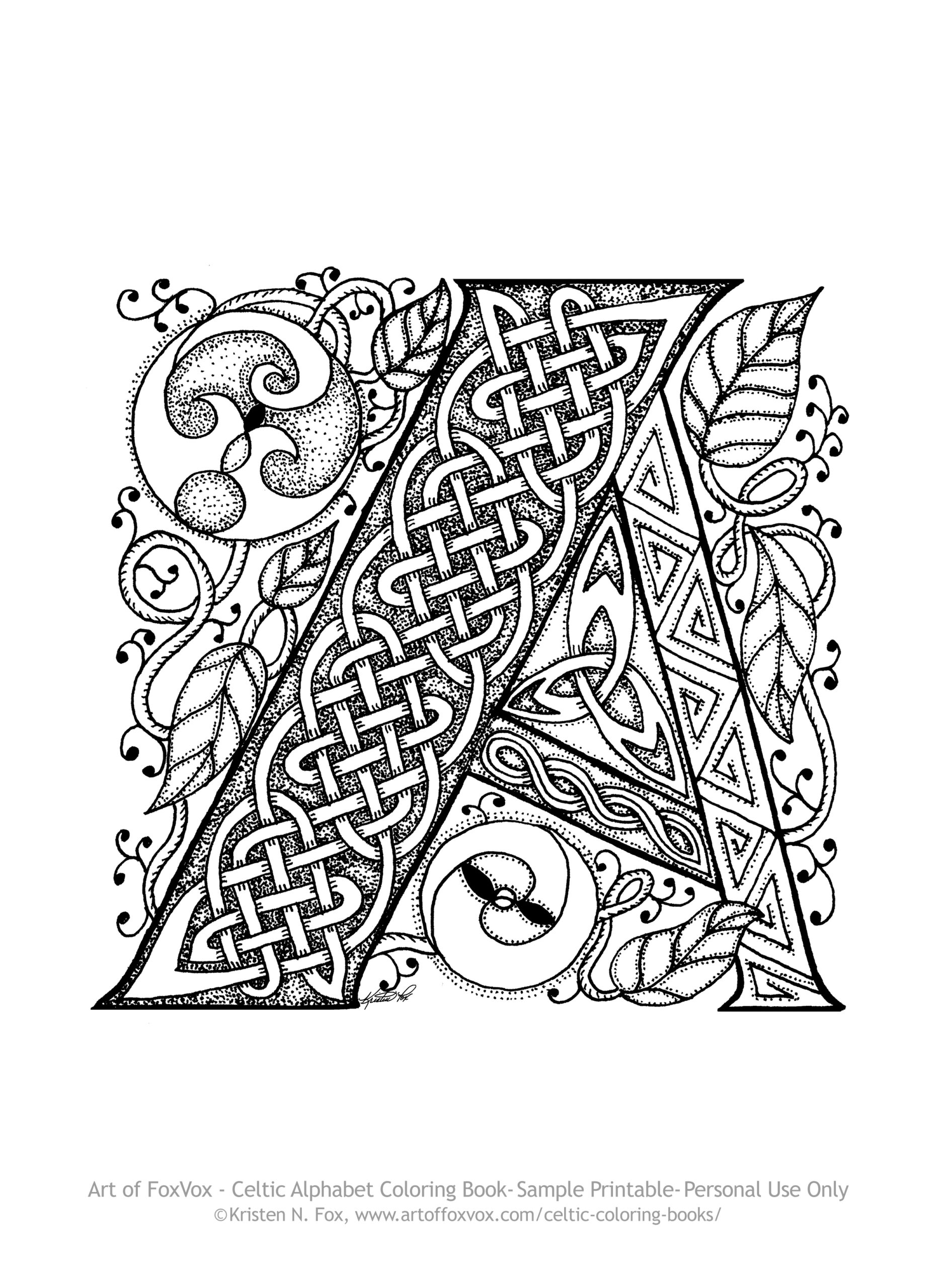 Free Celtic Letter A Page To Print And Color Art Of FoxVox 