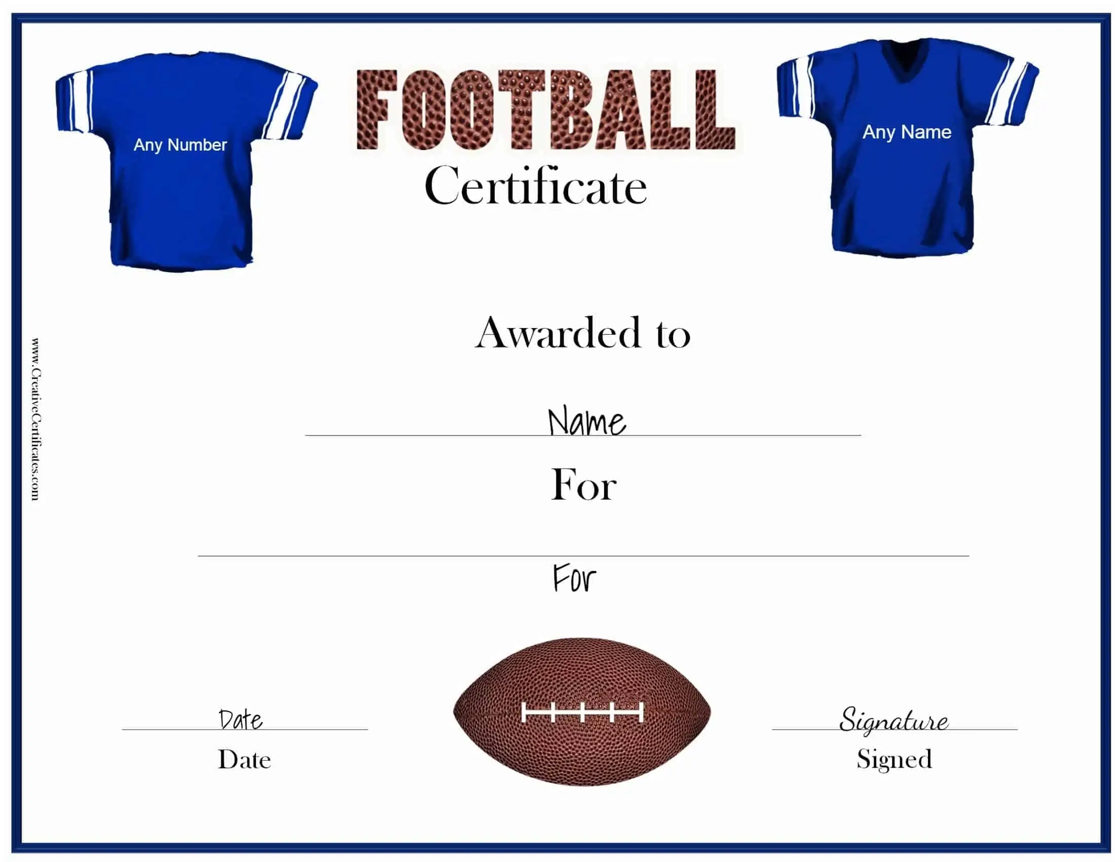 Free Custom Football Certificates