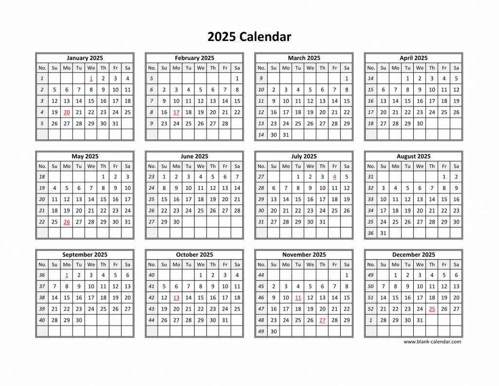 2025 Printable Calendar Design