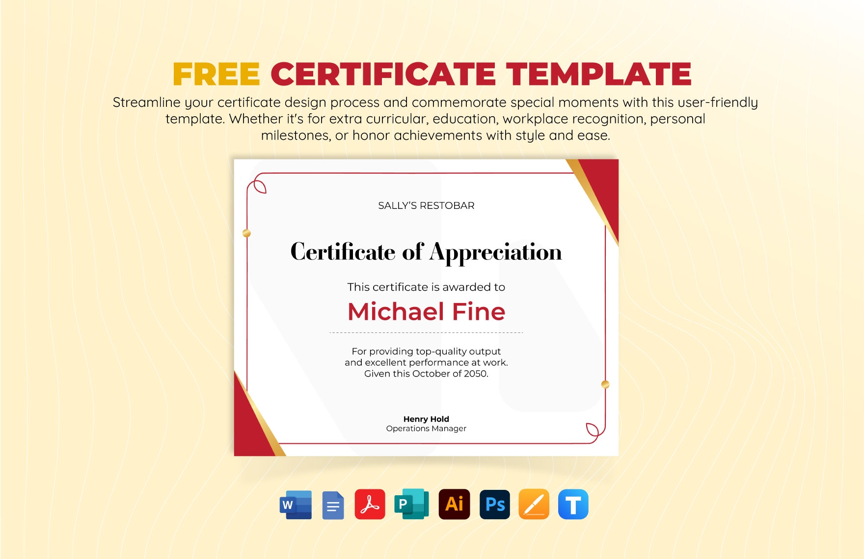 Free Editable Certificate Templates In PDF To Download