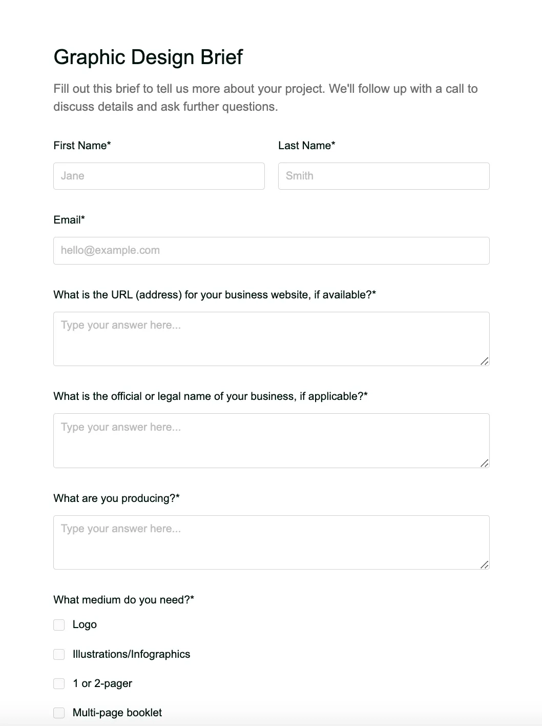Printable Graphic Design Project Templates