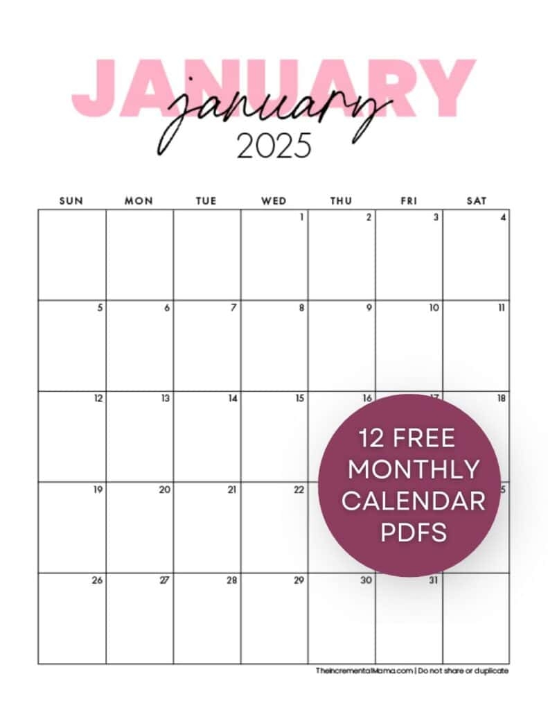 Printable Calendar Free Pdf