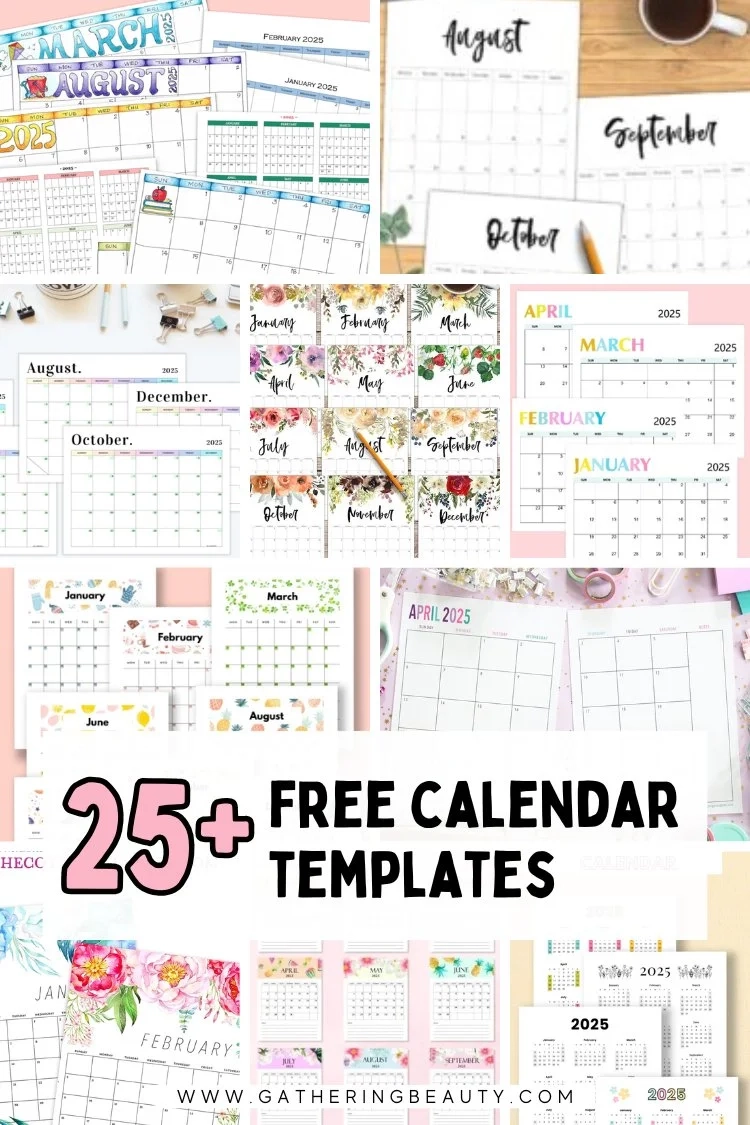Papertraildesign Year 2025 Calendar Printable Holiday Bold