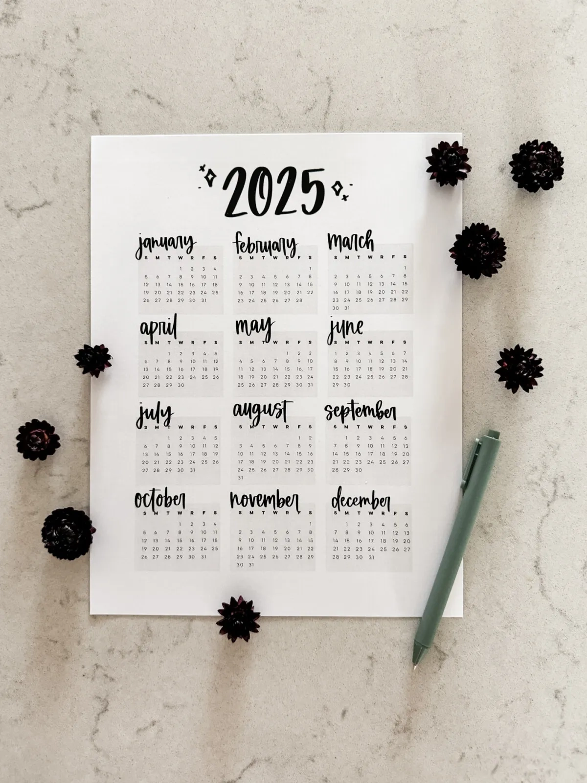 Free Printable Calendars 2025 Lemon Thistle