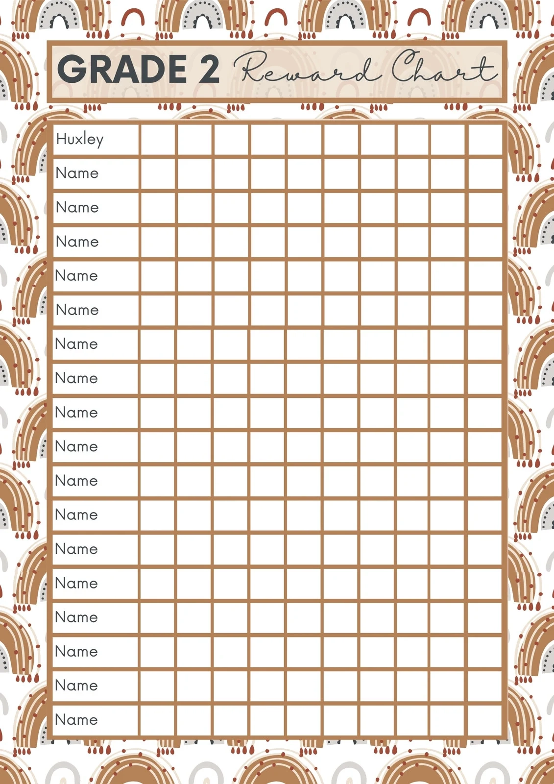 Design Color Behavior Chart Printable