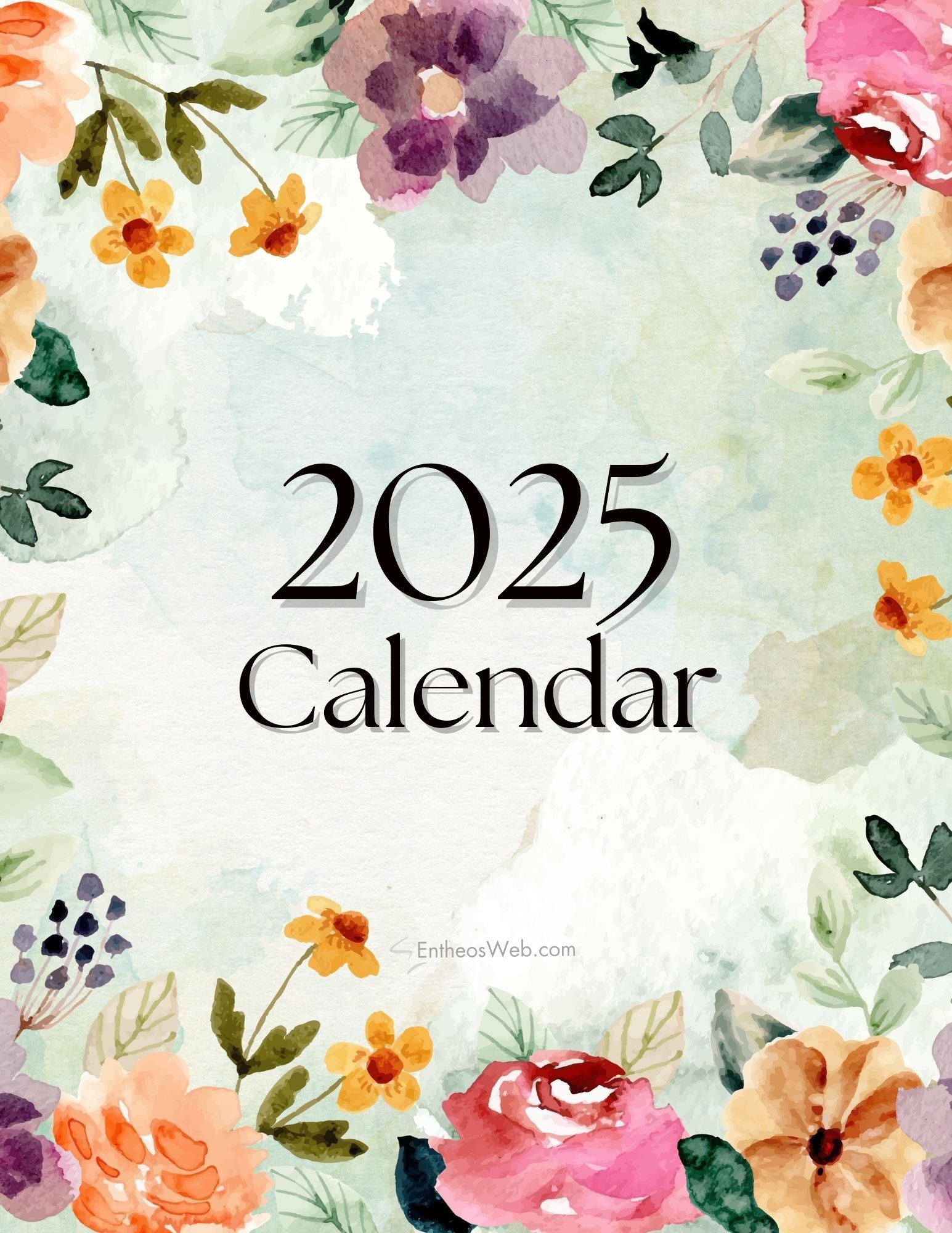 Free Printable Floral 2025 Monthly Calendar EntheosWeb