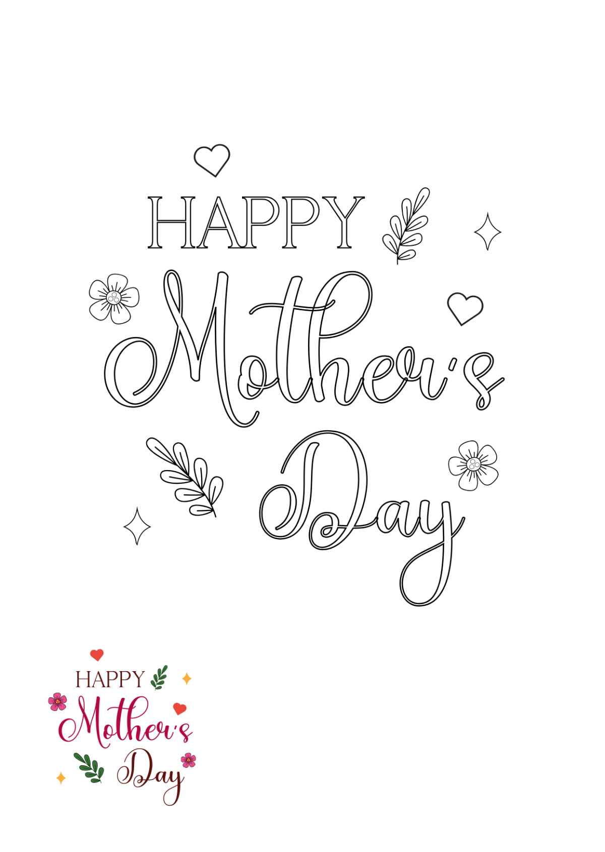 Free Printable Happy Mother s Day Text Coloring Page Template To 