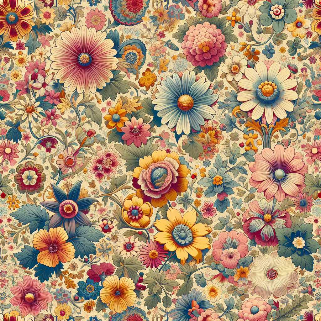 Free Printable Retro Floral Retro Floral Scrapbook Paper Triplicate