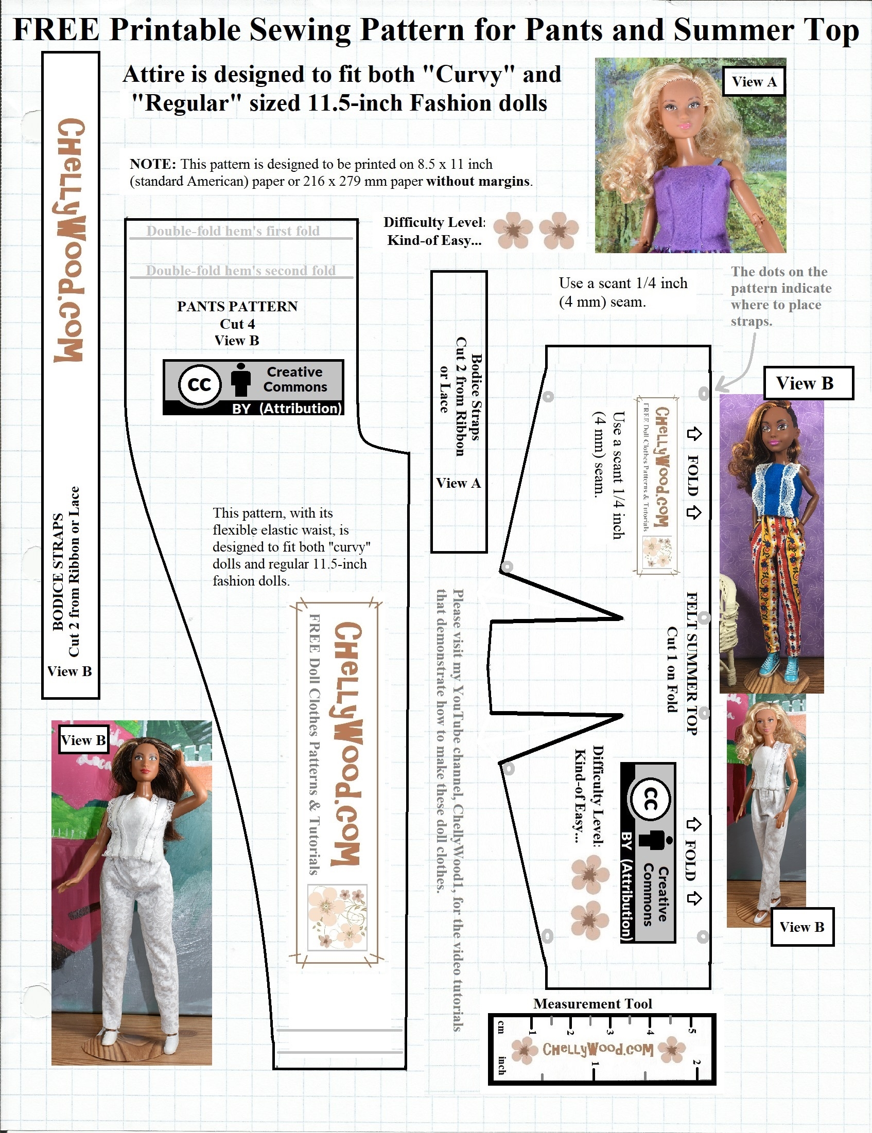 Free Printable Sewing Pattern For Dolls SummerClothes 