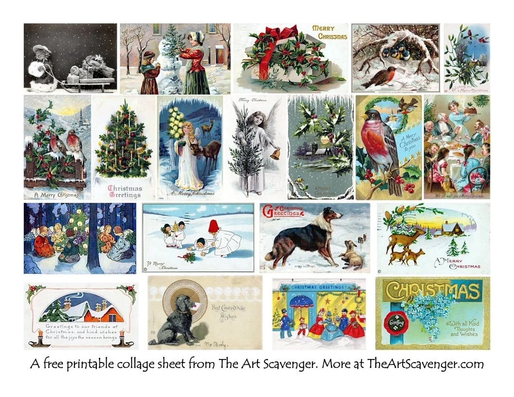 Free Printable Vintage Christmas Cards Festive Ephemera For 