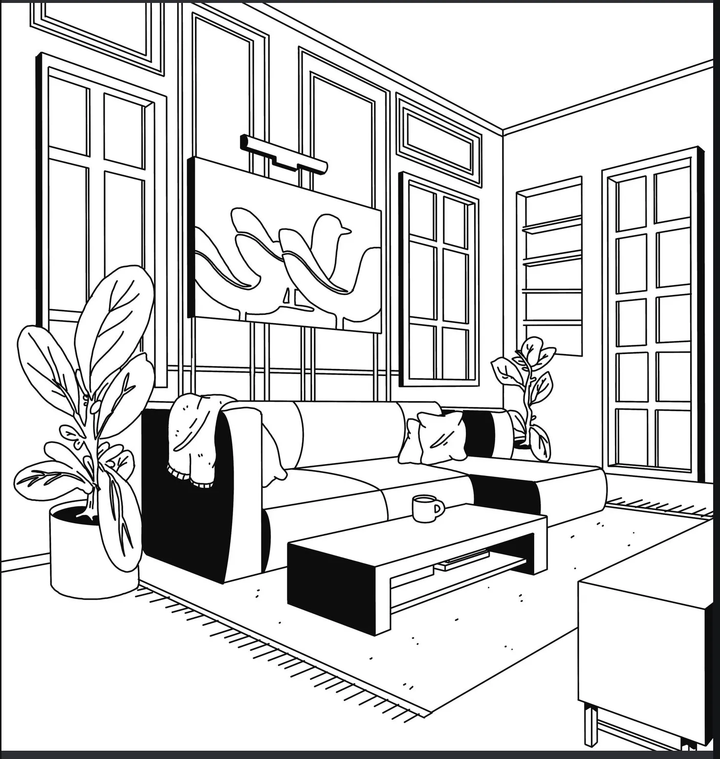 Free Printable Interior Design Coloring Pages