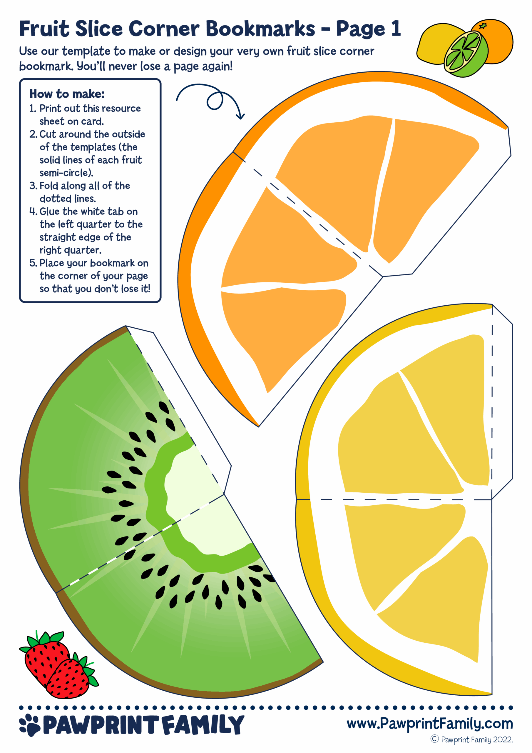 Bookmarks Printable Corner Design