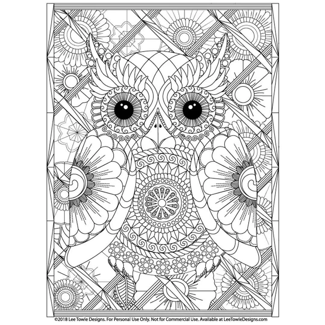 Fun Zen Owl Advanced Coloring Page For Adults Free Coloring Page 