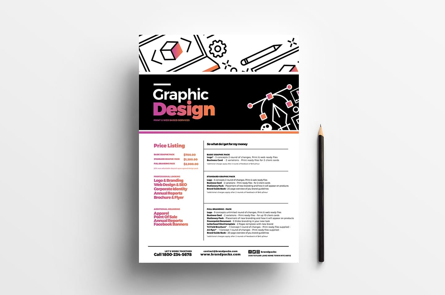 Graphic Design Agency Poster Template V2 BrandPacks