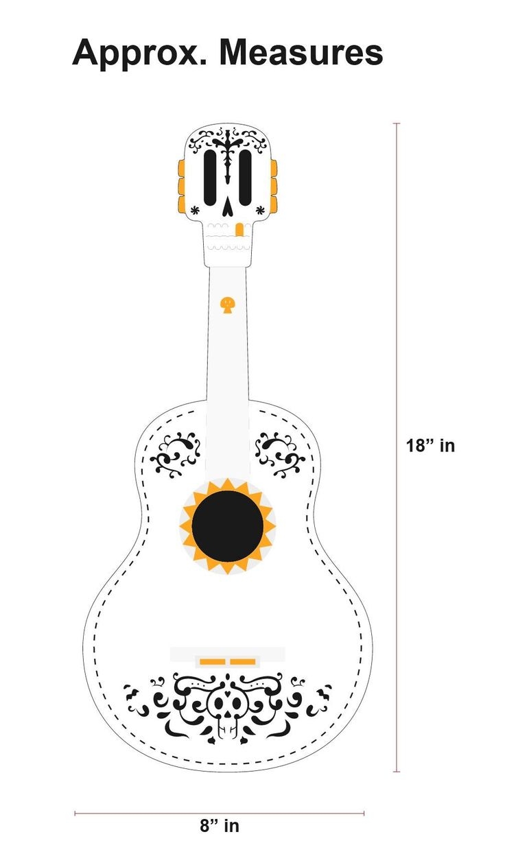 Guitar Card Board Mexican Fiesta Theme Party Light Weight Child 