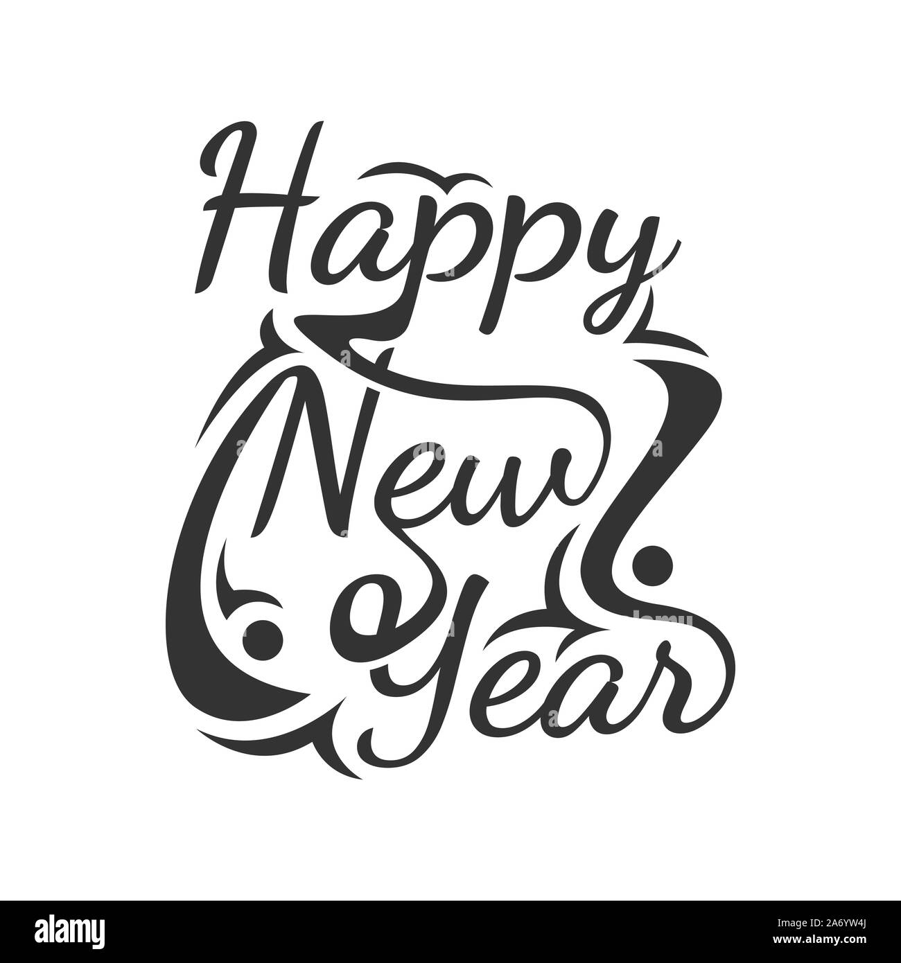 Happy New Year Vector Text Calligraphic Lettering Design Card 