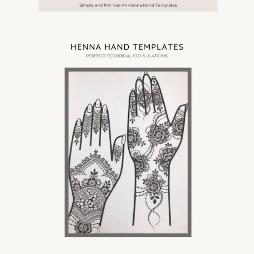 Henna Mehndi Design Full Hand Blank Practise Templates DIGITAL 