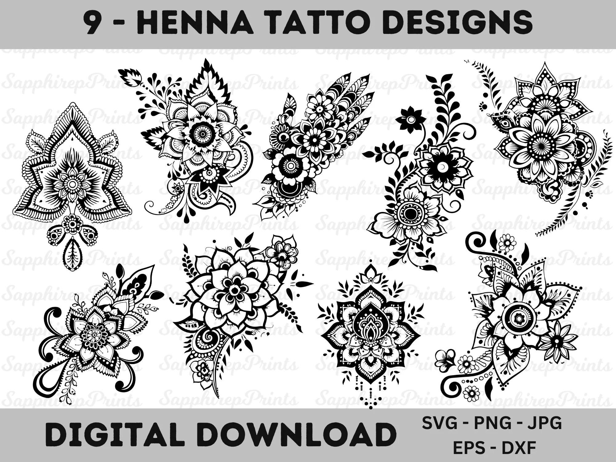 Henna Tattoo Designs Mehndi Design In Black Svg Png Mehndi Svg 