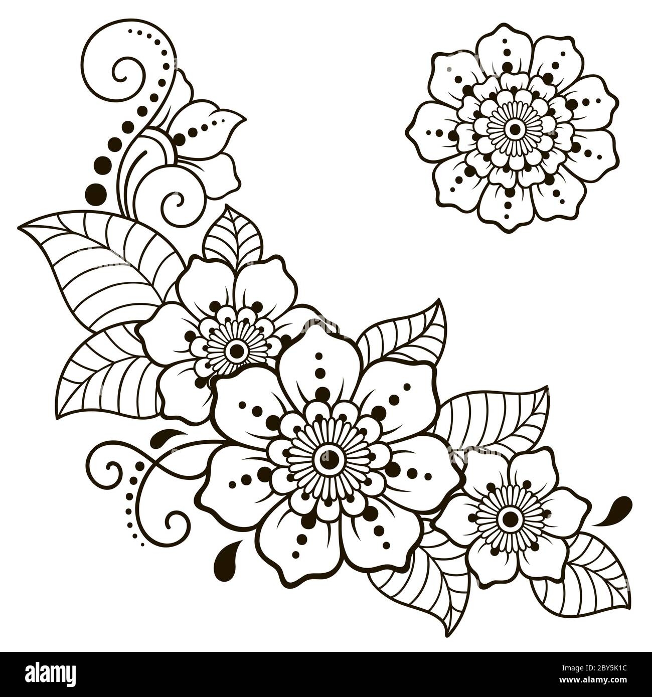 Henna Tattoo Flower Template And Border Mehndi Style Set Of 