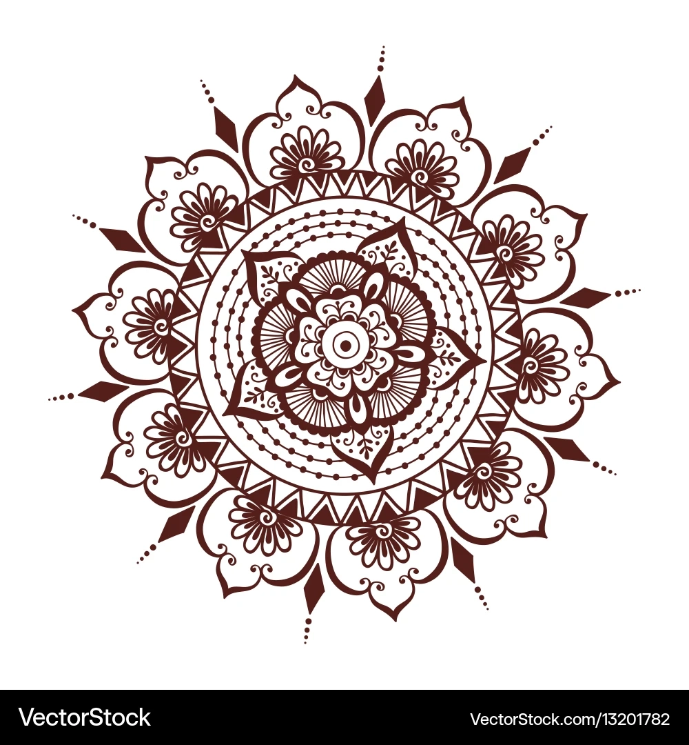 Henna Tattoo Mehndi Blumenmuster Lizenzfreies Vektorbild