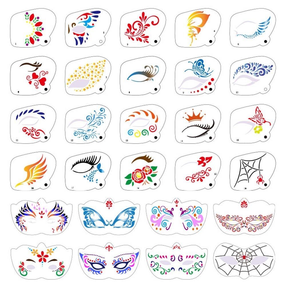 Hollowed Body Art Paint Stencils Reusable DIY Makeup Tools Drawing Face Paint Templates Children