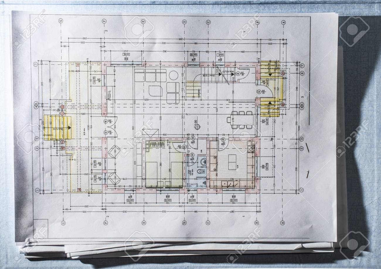 Home Design Blueprint Sketches Of A House Project Construction 