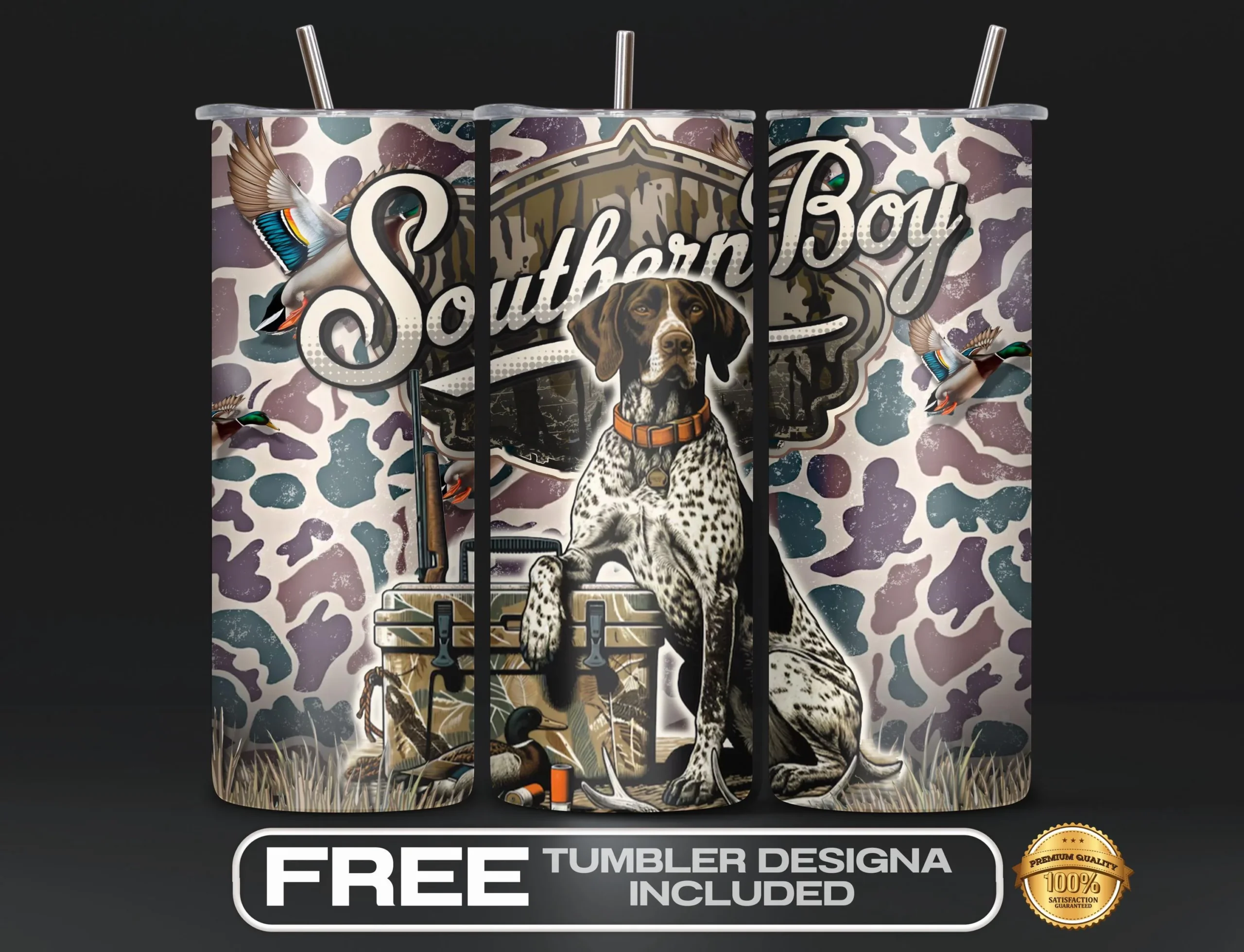 Hunting Dog Cooler Tumbler Wrap PNG Southern Boy Retro Hunt 
