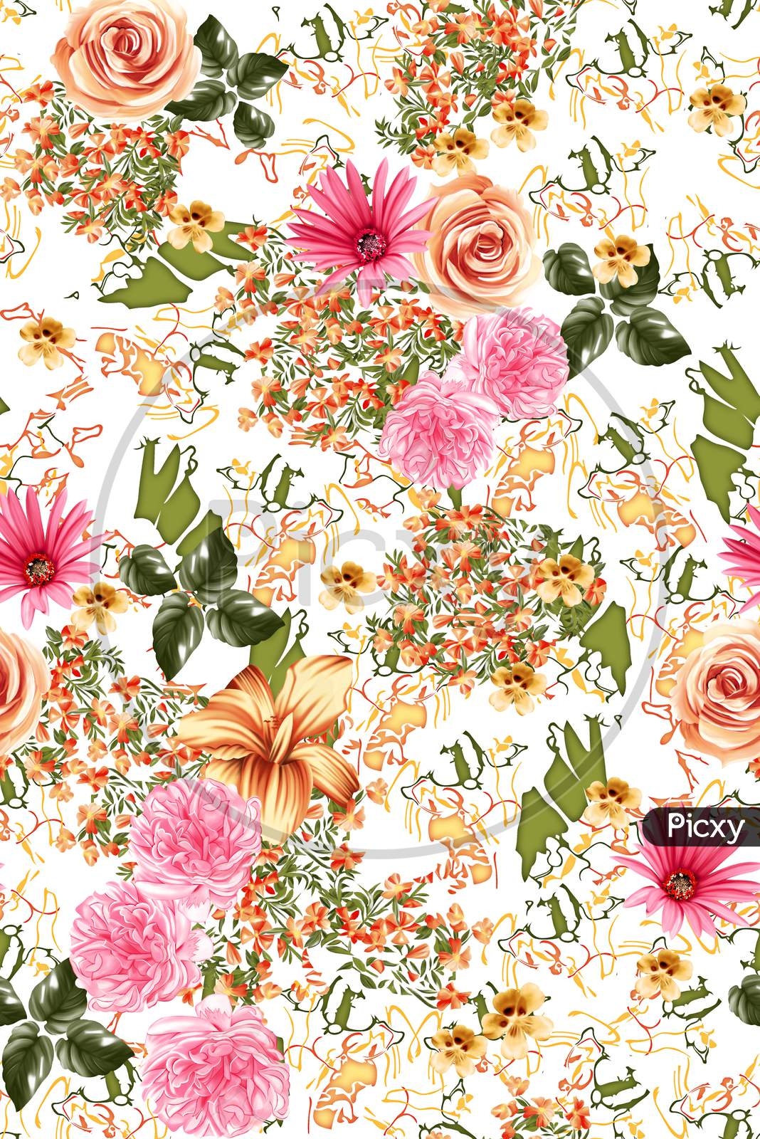 Image Of DIGITAL PRINT FLORAL PATTERN RT779827 Picxy