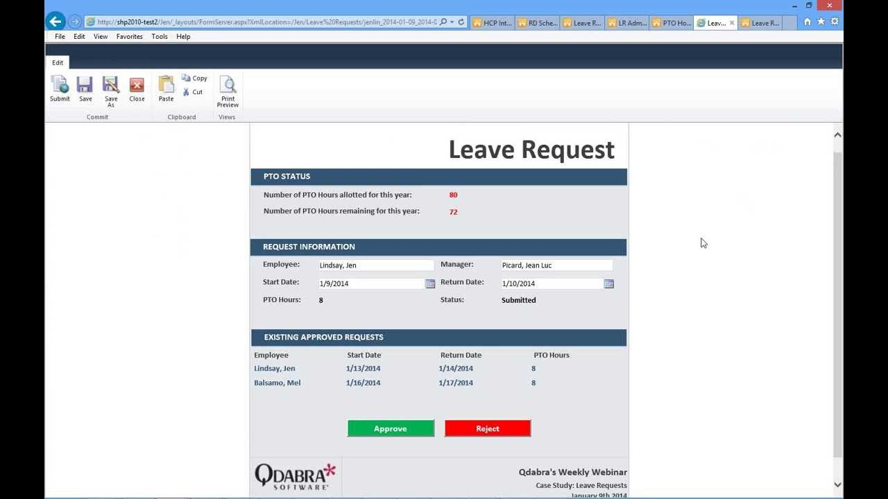 InfoPath SharePoint Leave Request Forms Jan 9 2014 Webinar