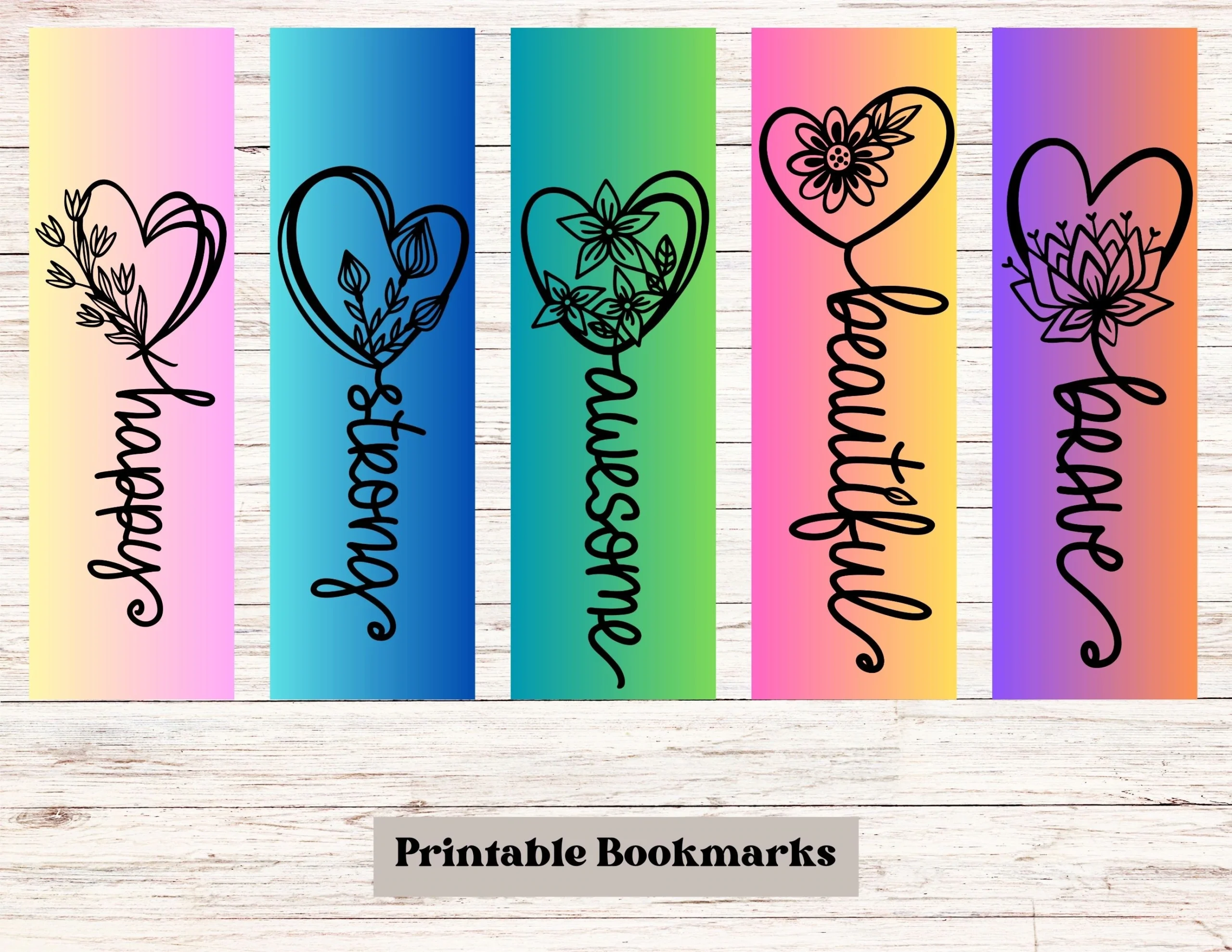 Inspirational Bookmarks 5 Different Designs Printable Jpeg And 
