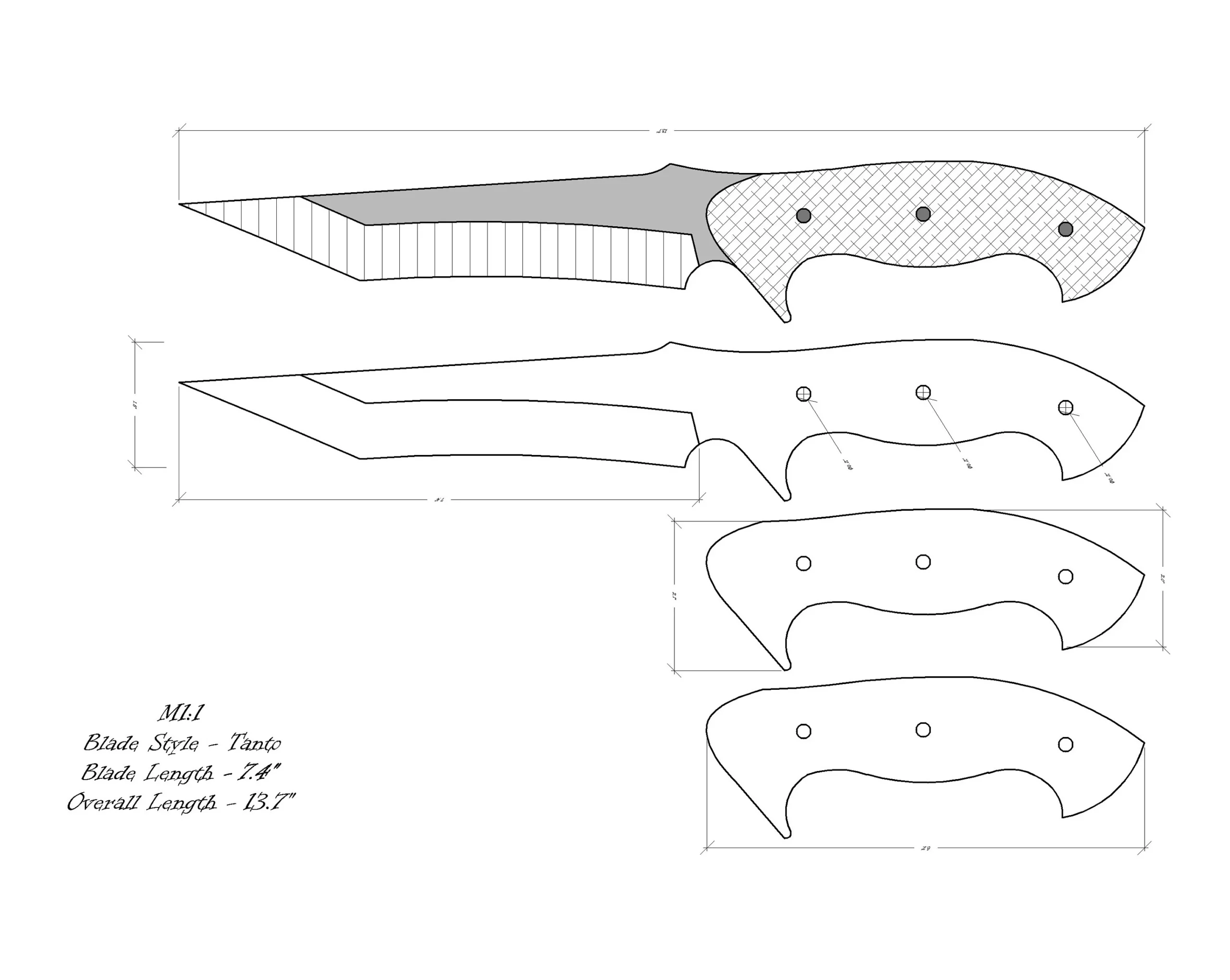Knife Drawing knife Sketch knife Templates Printable custom Knife 