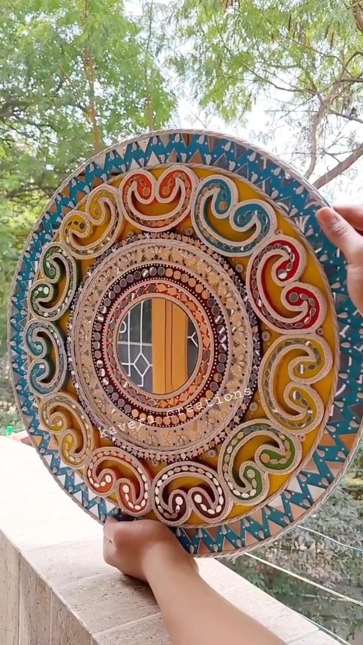 Lippan Art With Mandala Design And Mirror Work In 2022 Mural Art Lippan Art With Mandala Design And Mirror Work In 2022 Mural Art