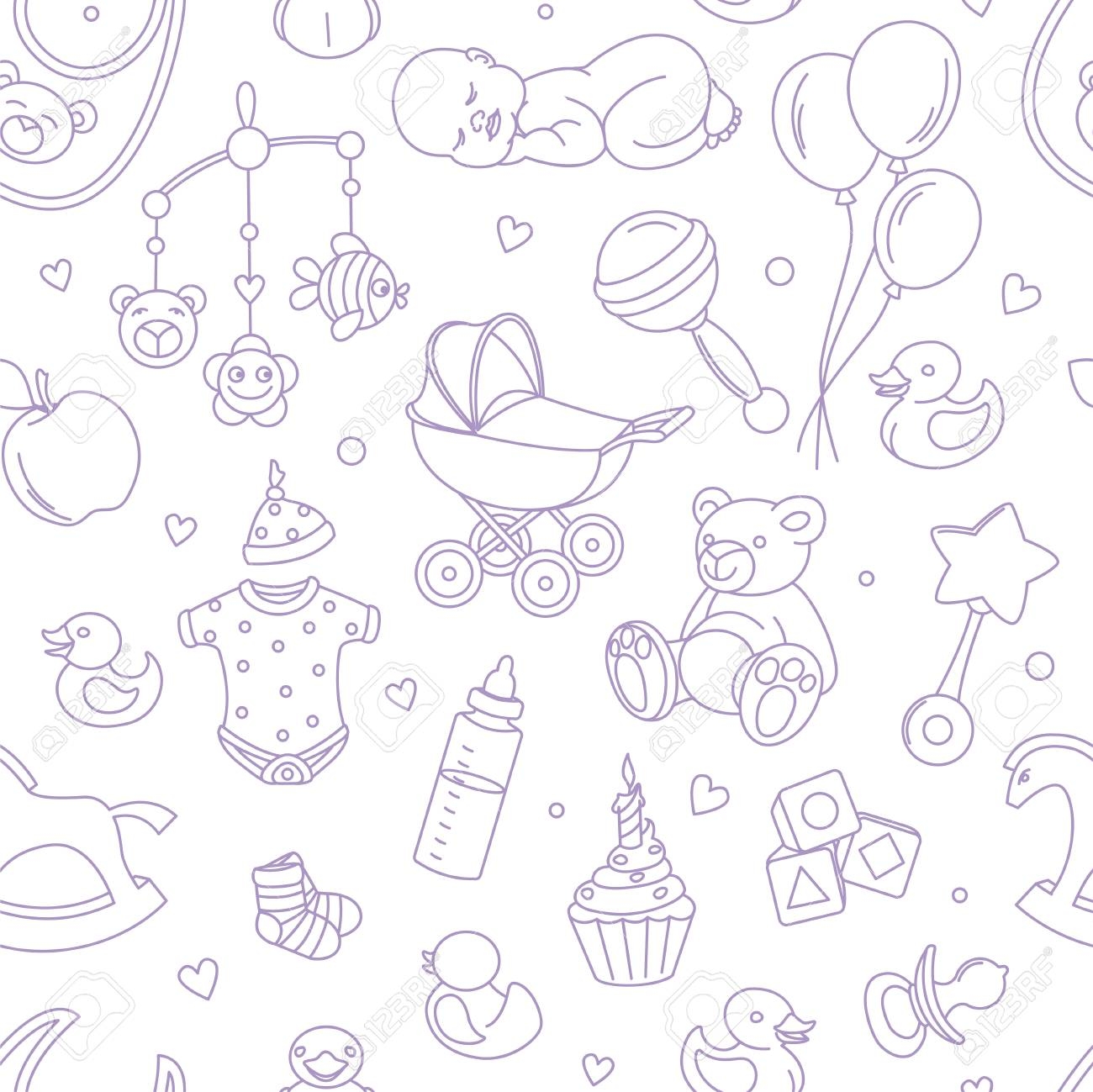 Nahtloses Muster Der Neugeborenen Babyparty F r Gewebe Druck 