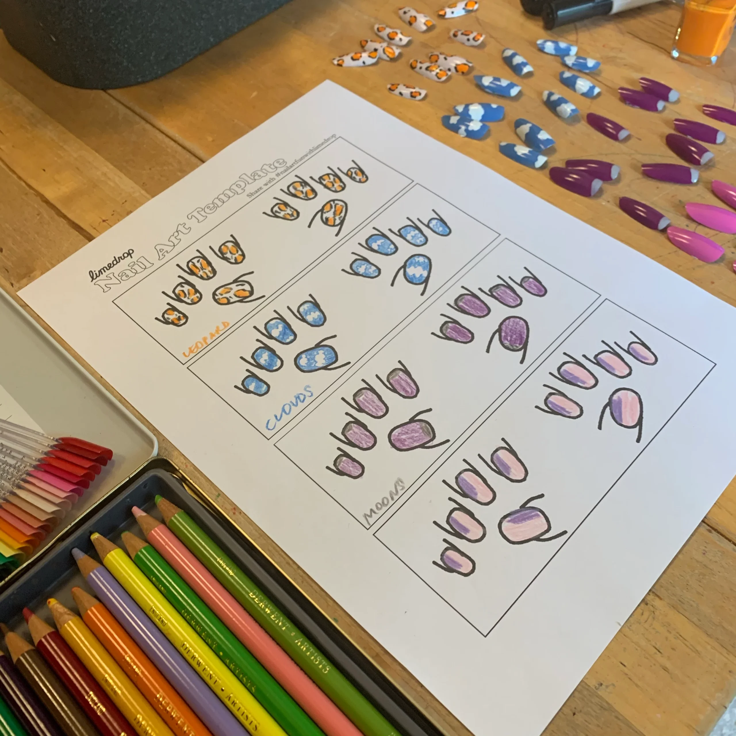 Nail Art A4 Printable Template Limedrop