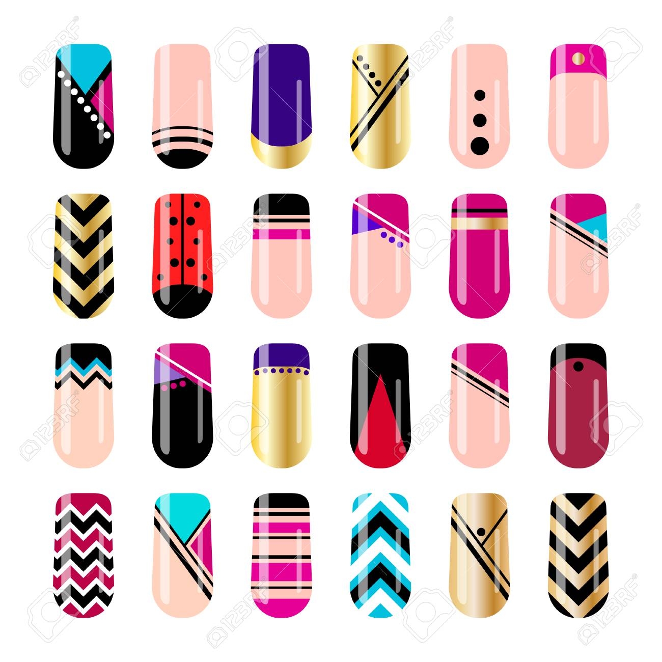 Nail Art Design Geometric Nail Stickers Template Royalty Free SVG 