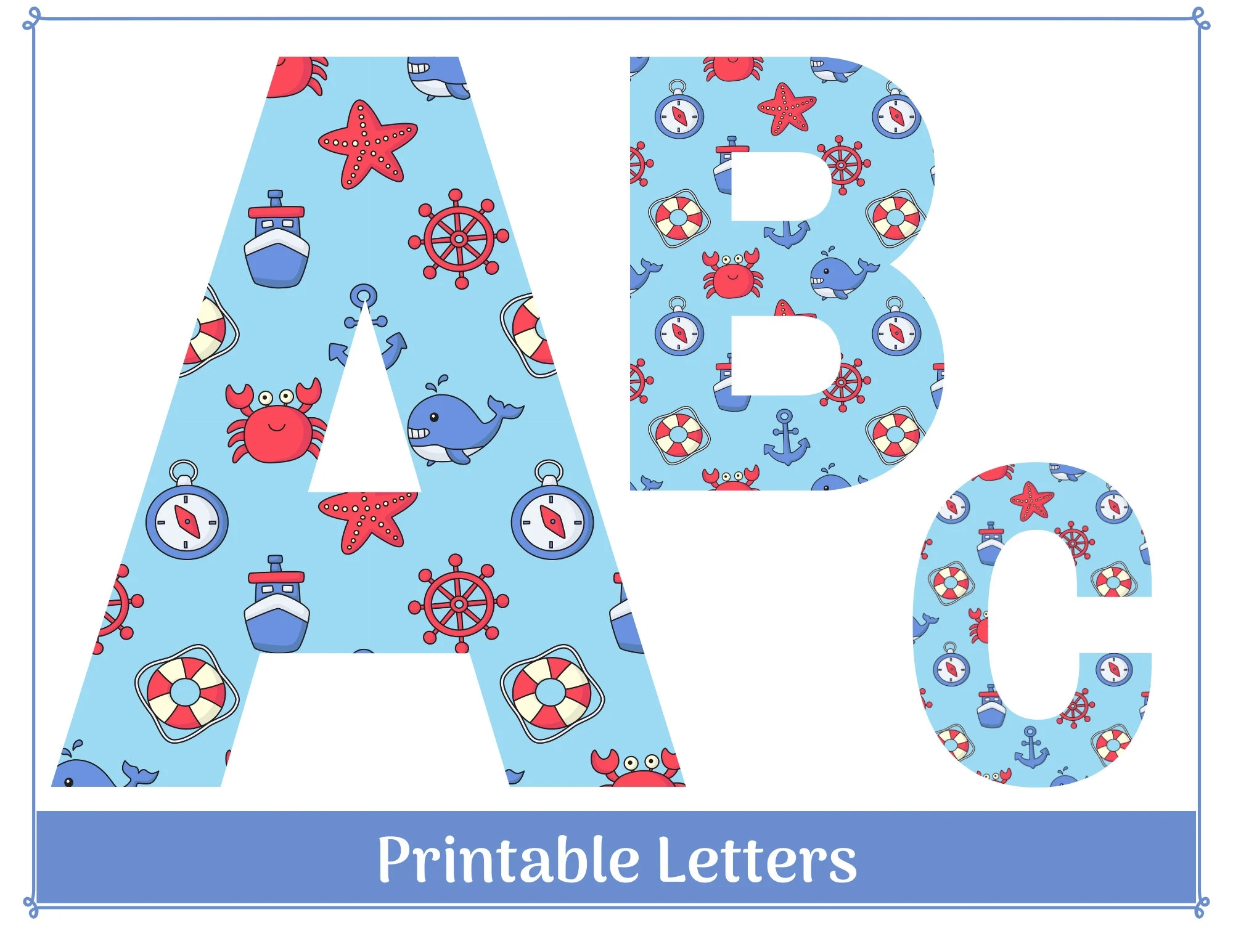 Nautical Alphabet Clip Art A Z Letters amp 0 9 Numbers printable 