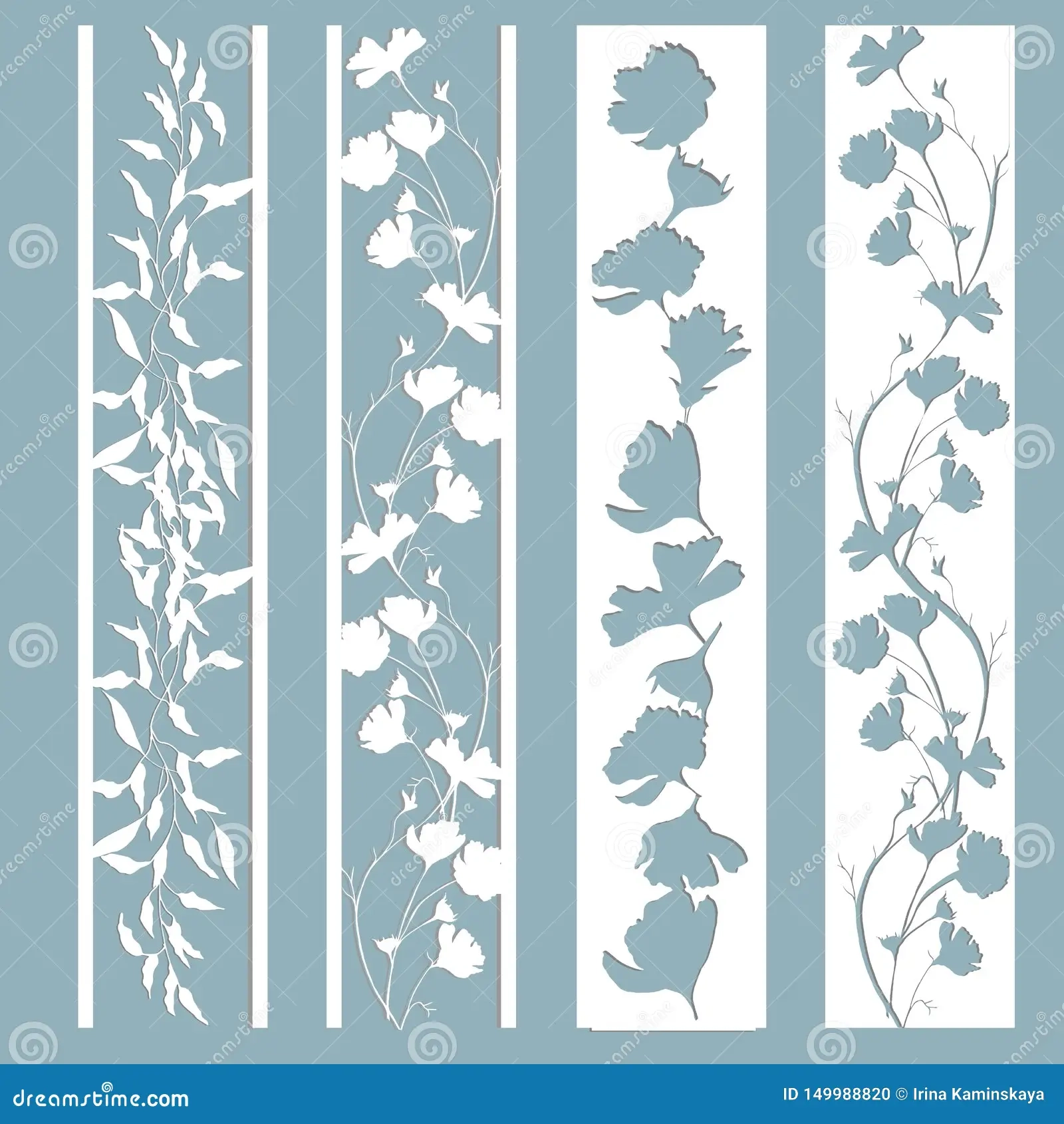 Panels With A Pattern Of Leaves And Flowers Cut Out Of Paper A 